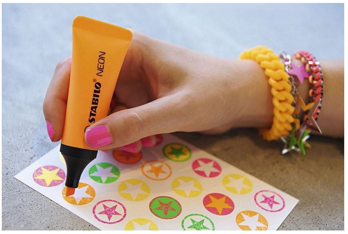 Маркер STABILO 72/4-1 Neon, 4 шт, 5 мм, желтый, зеленый, розовый, оранжевый купить,NaN