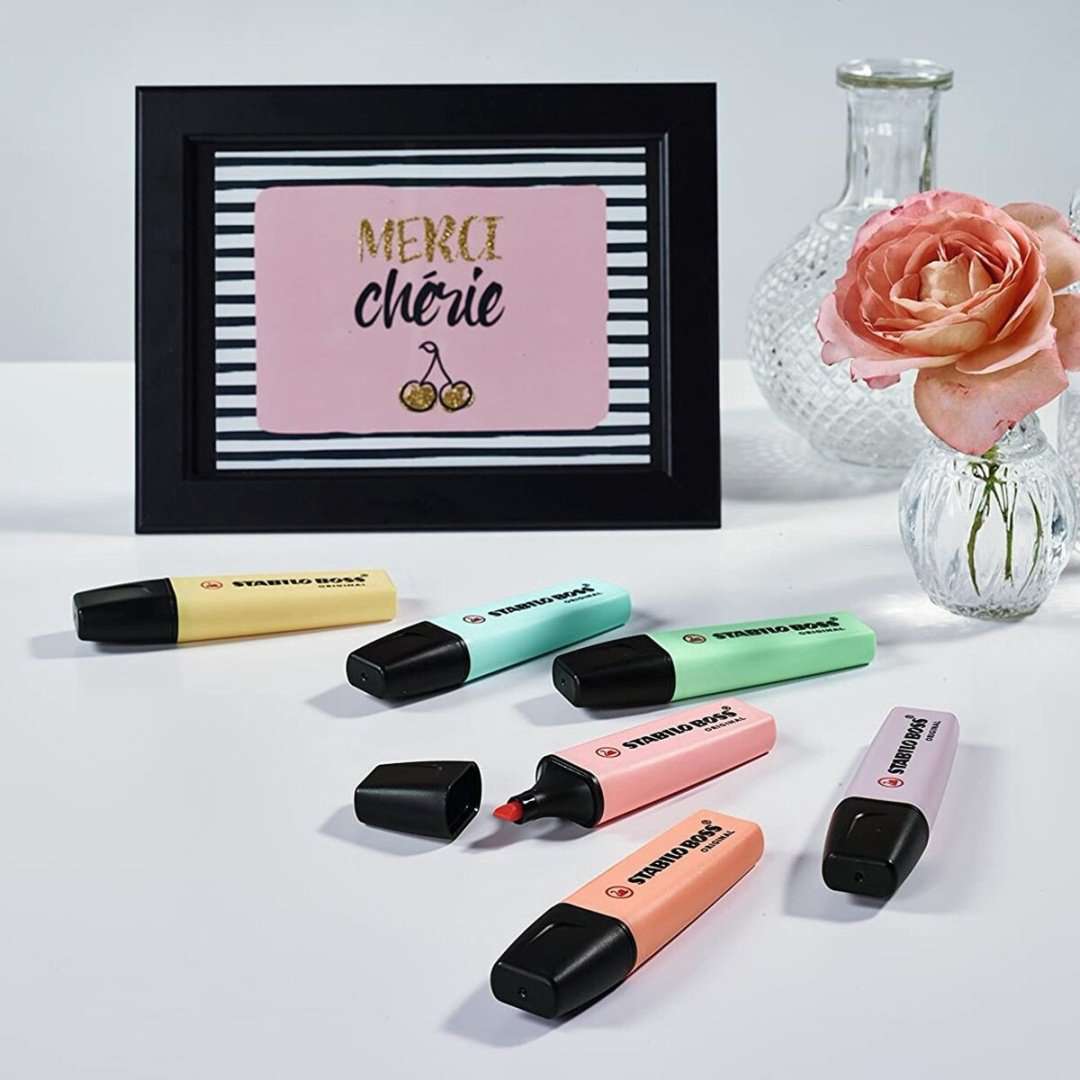Маркер STABILO 0/6-2 BOSS Pastel, 6 шт, 5 мм, желтый, розовый, персиковый, зеленый, бирюзовый, фиолетовый купить,NaN