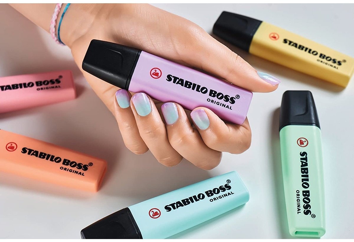 Маркер STABILO 0/6-2 BOSS Pastel, 6 шт, 5 мм, желтый, розовый, персиковый, зеленый, бирюзовый, фиолетовый купить,0