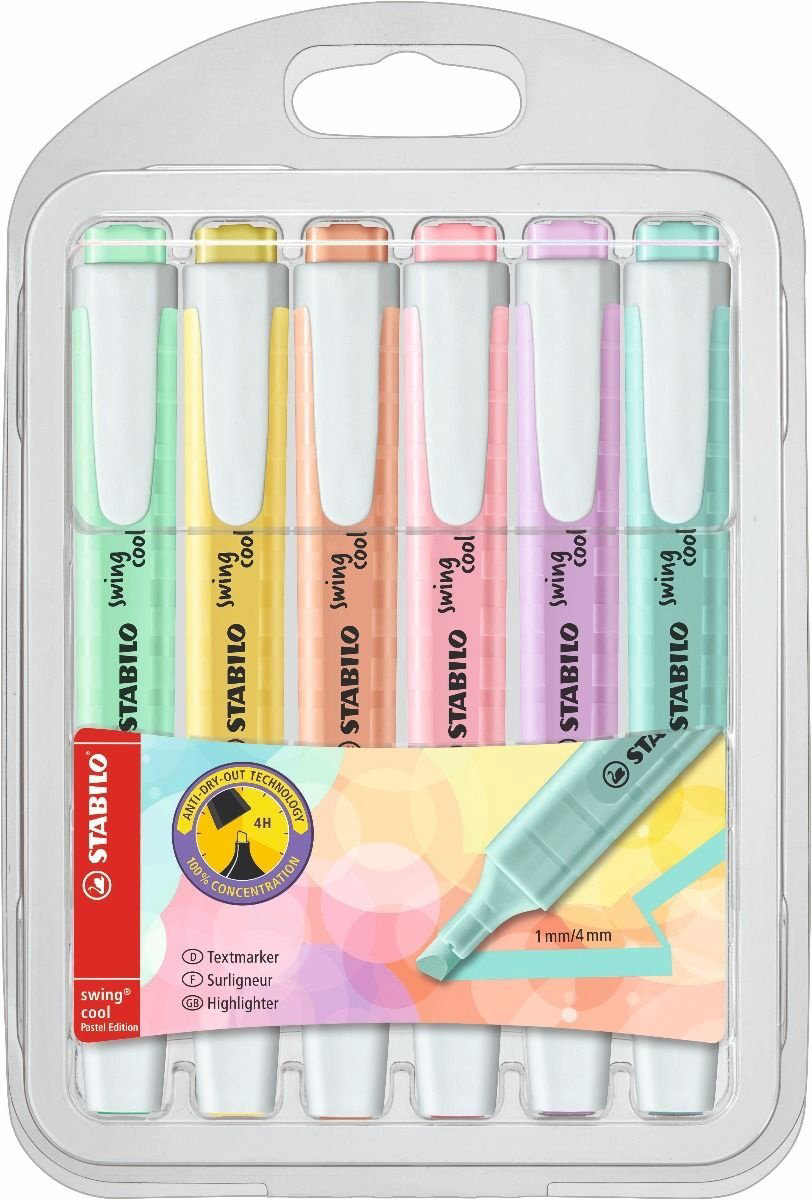 Маркер STABILO Swing cool pastel 275-6-08, 6 шт, 1 мм, мультиколор купить,NaN