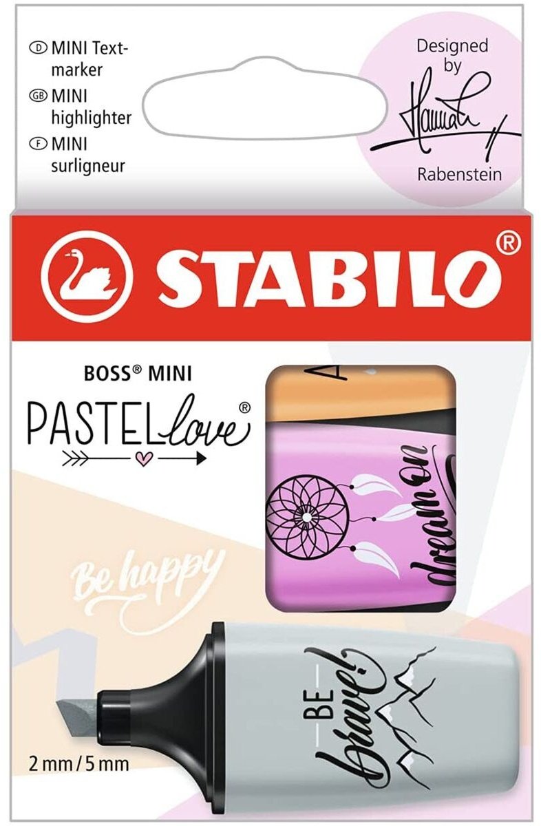 Маркер STABILO Boss Mini Pastellove 07/03-59, 3 шт, 2 мм, мультиколор