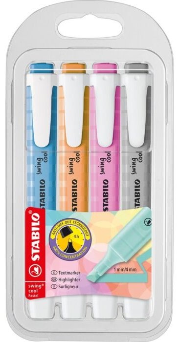 Маркер STABILO swing cool Pastel 275/4-08-2, 4 шт, 2 мм, мультиколор