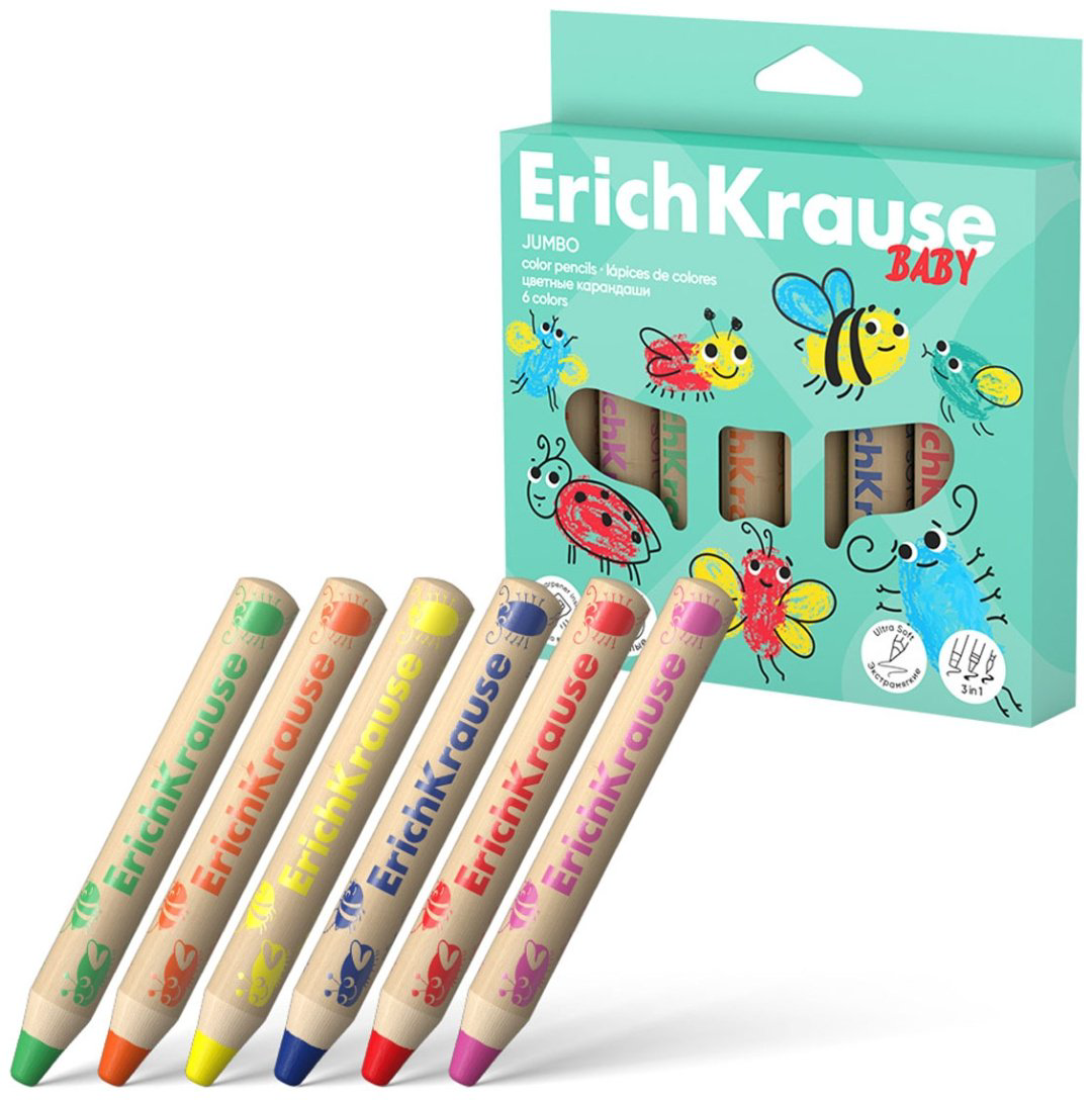 Цветные карандаши Erich Krause 61778 форма круглая 6 шт купить,NaN