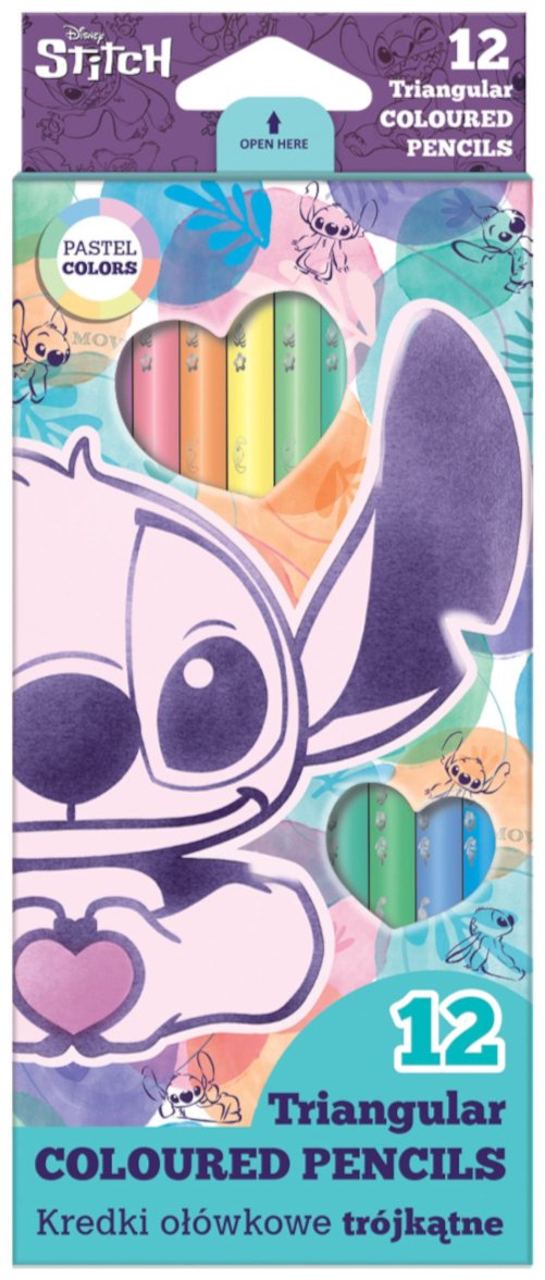 Набор треугольных цветных карандашей Stitch, пастельные цвета, 12 шт.
