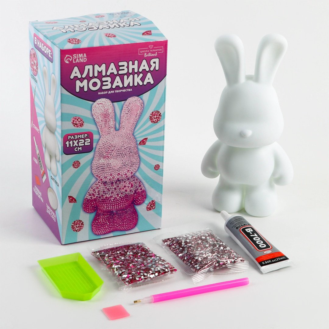 Алмазная мозаика Sima-land Зайка 22x11 см купить,NaN