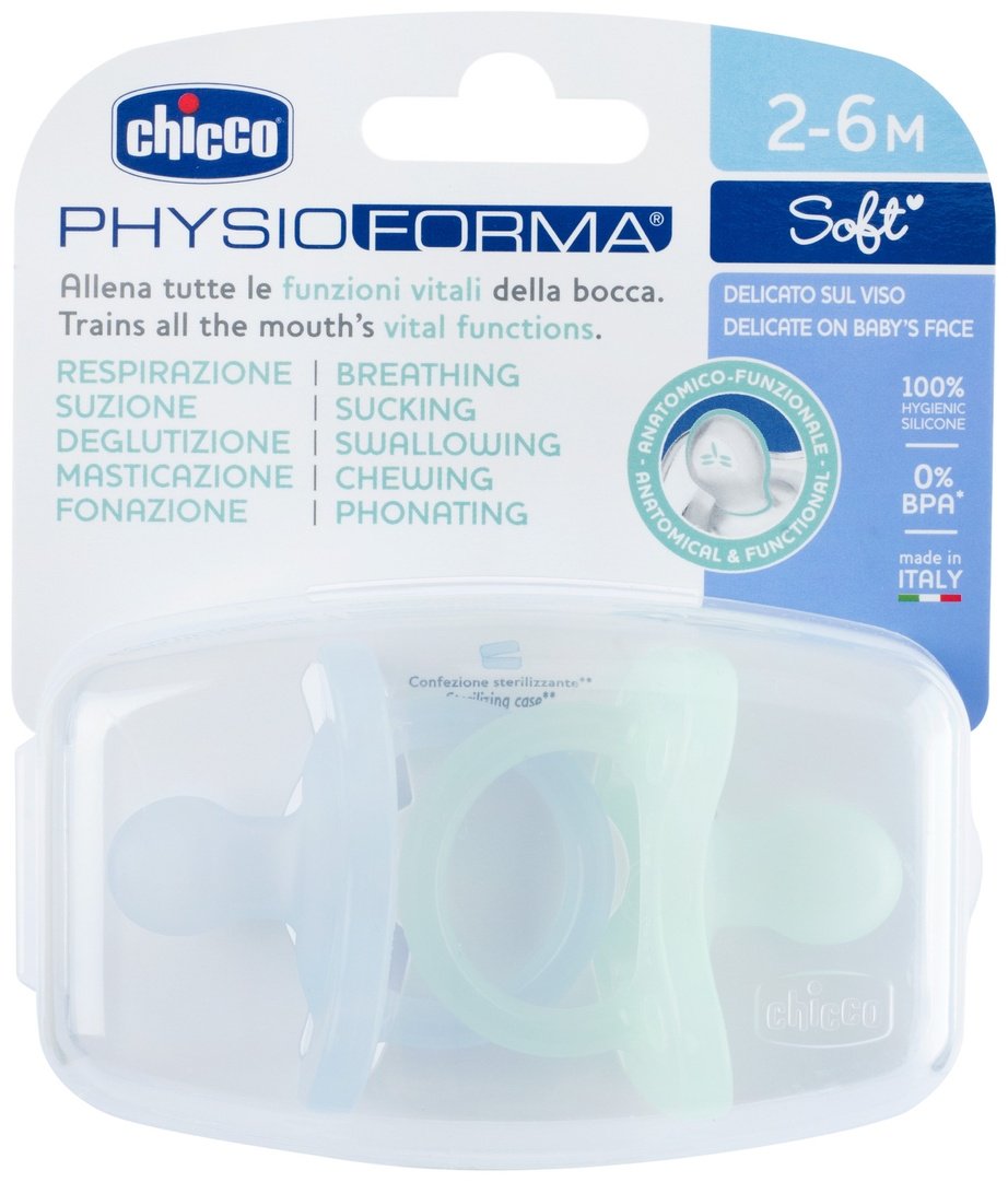 Набор пустышек Chicco 00073088210000, 2 шт, голубой купить,0