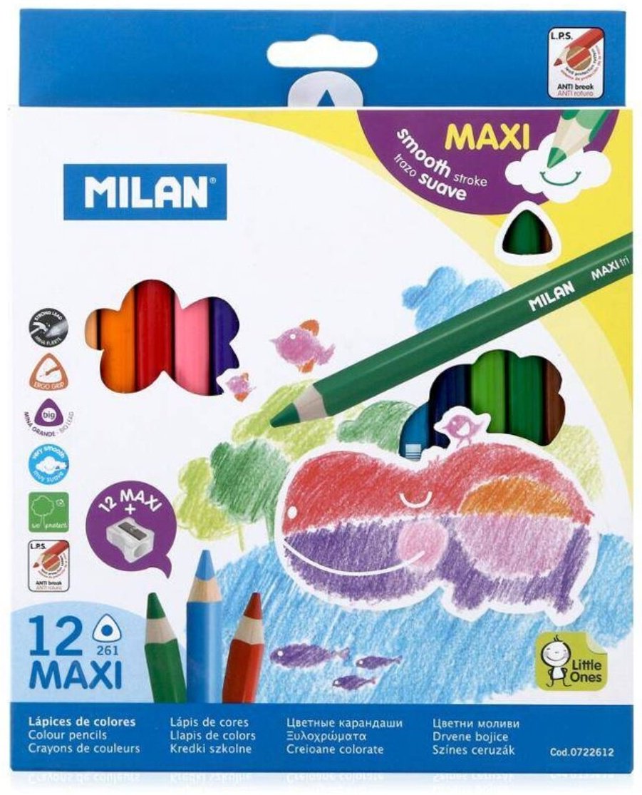 Цветные карандаши Milan 722612 форма трехгранная 12 шт