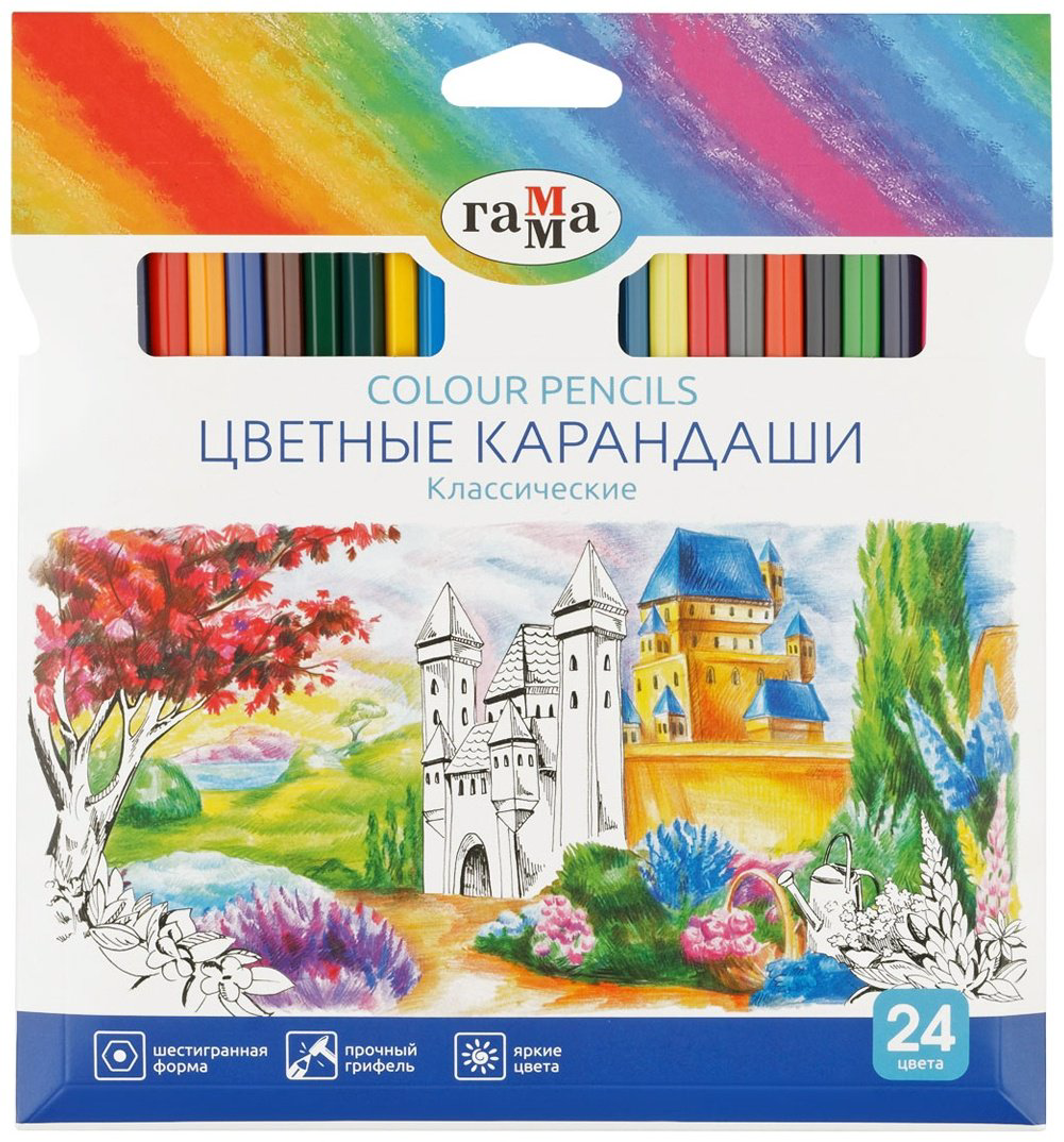 Цветные карандаши Гамма 050918_04_04 форма шестигранная 24 шт купить,NaN