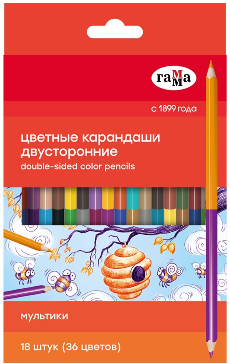 Цветные карандаши Гамма 80220224 форма трехгранная 18 шт