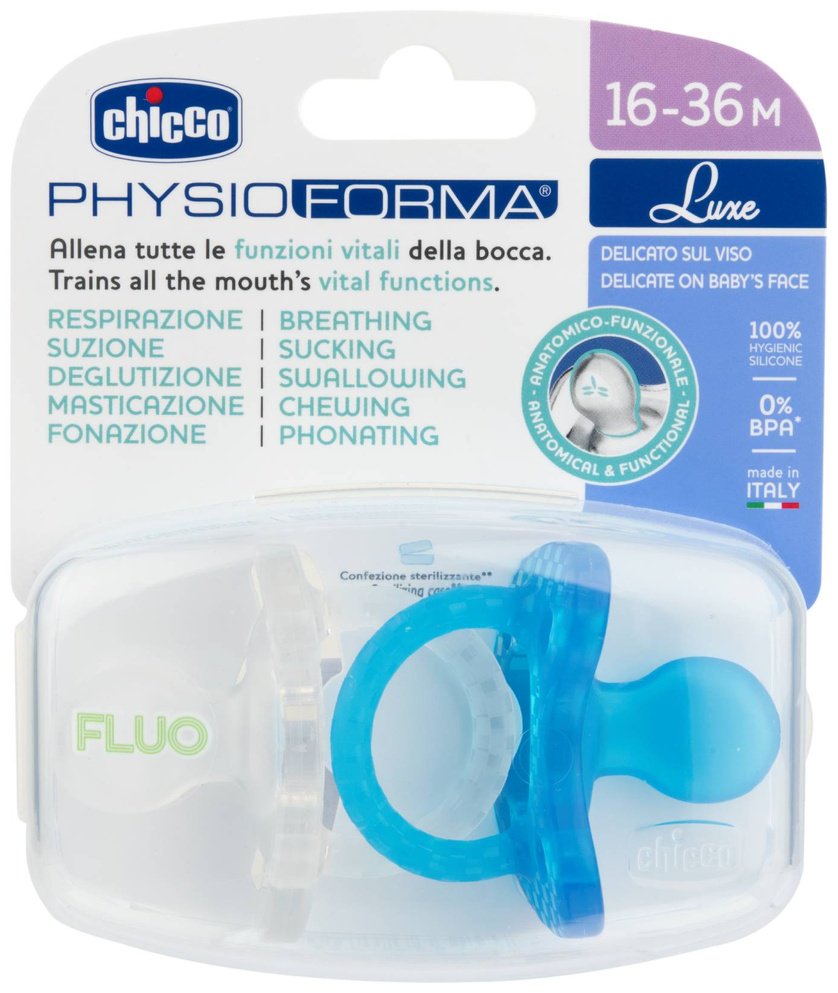 Пустышка Chicco Luxe Fluo 00073086320000, 2 шт, синий купить,0