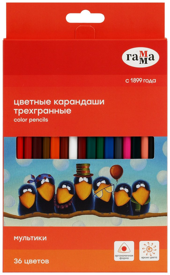 Цветные карандаши Гамма 290122_36 форма трехгранная 36 шт купить,NaN