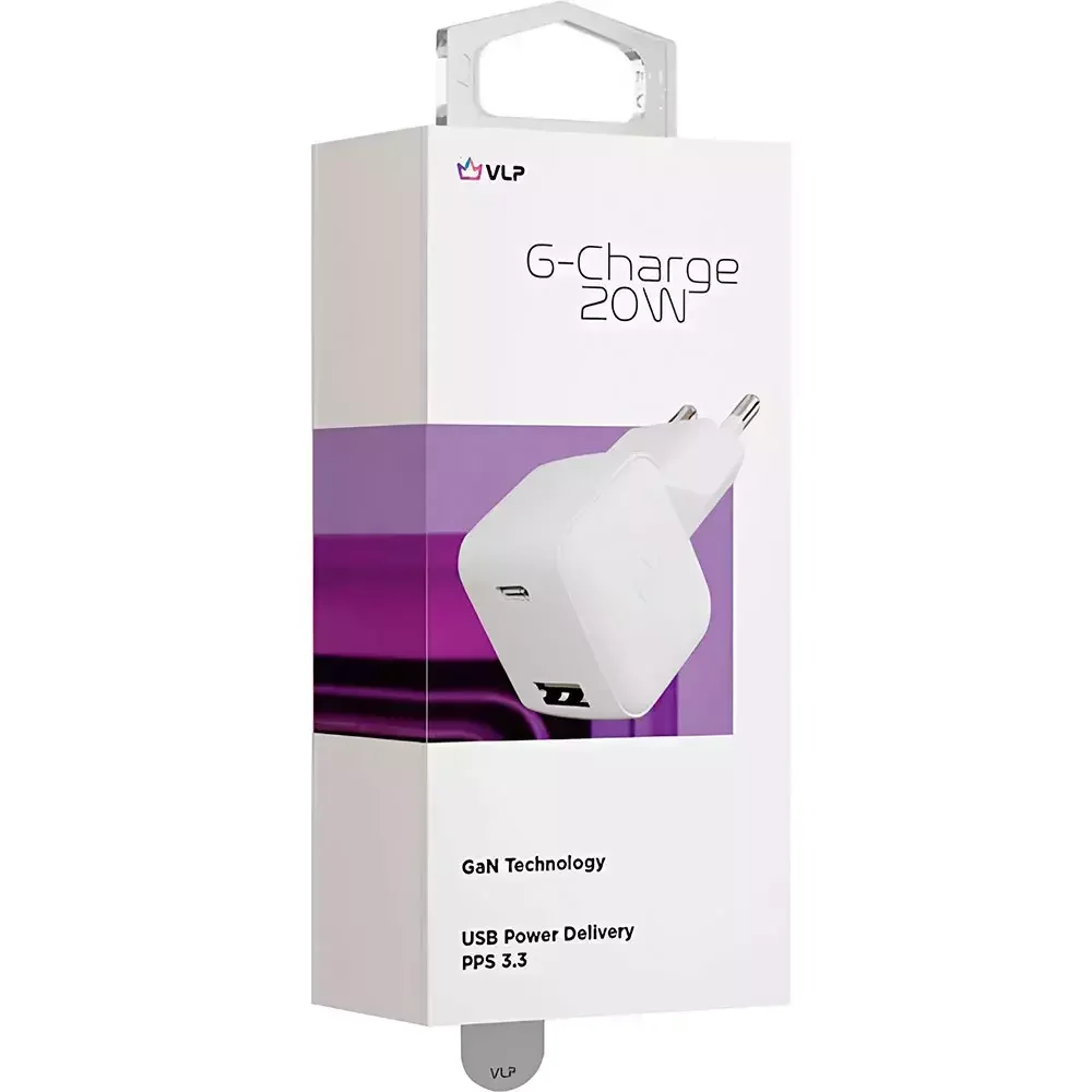 Зарядное устройство VLP G-Charge 20W USB-C USB-A PD QC White