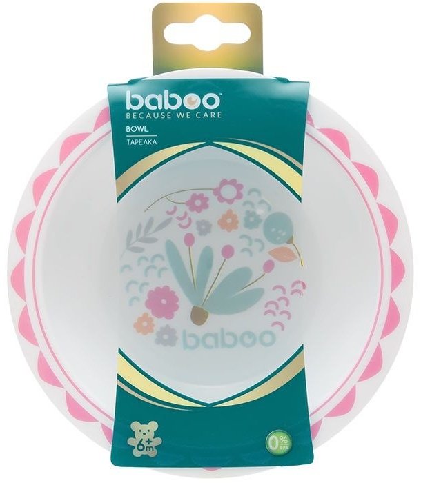 Baboo Тарелка глубокая Flora от 6 месяцев розовый купить,0