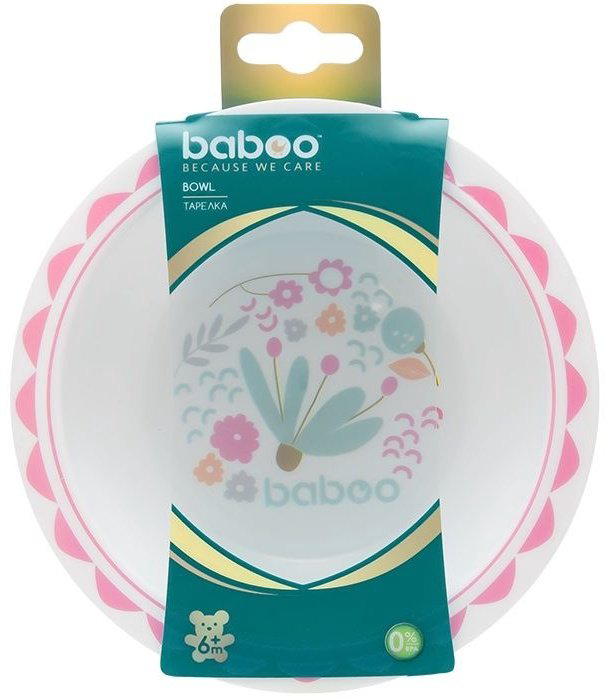 Baboo Тарелка глубокая Flora от 6 месяцев розовый купить,NaN