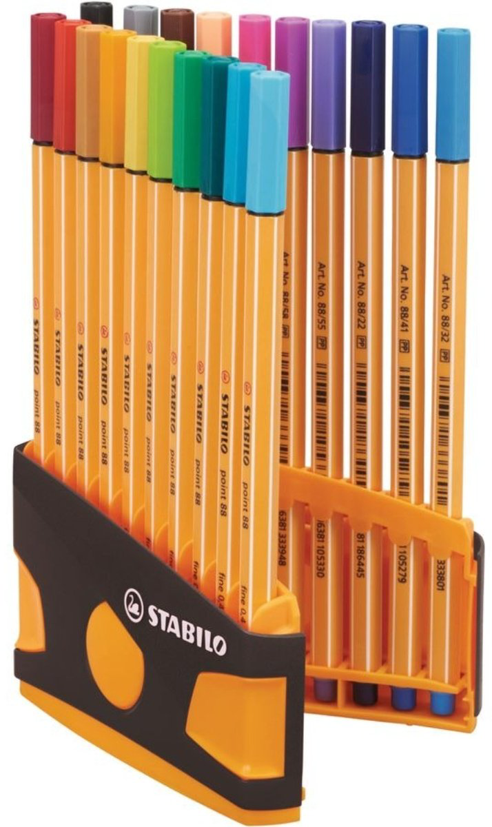 Ручка капиллярная STABILO Point 88 20 шт, 0.4 мм, цвет чернил мультиколор купить,NaN
