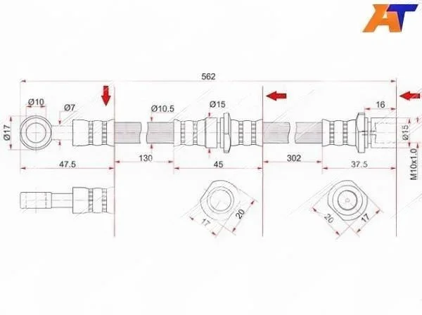 Шланг тормозной Just Drive JD JBH0037 передний правый, левый купить,5799