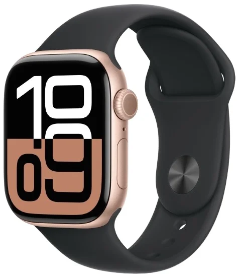 Смарт-часы Apple Watch Series 10 GPS 42mm Rose Gold Aluminium Black Sport Band S/M