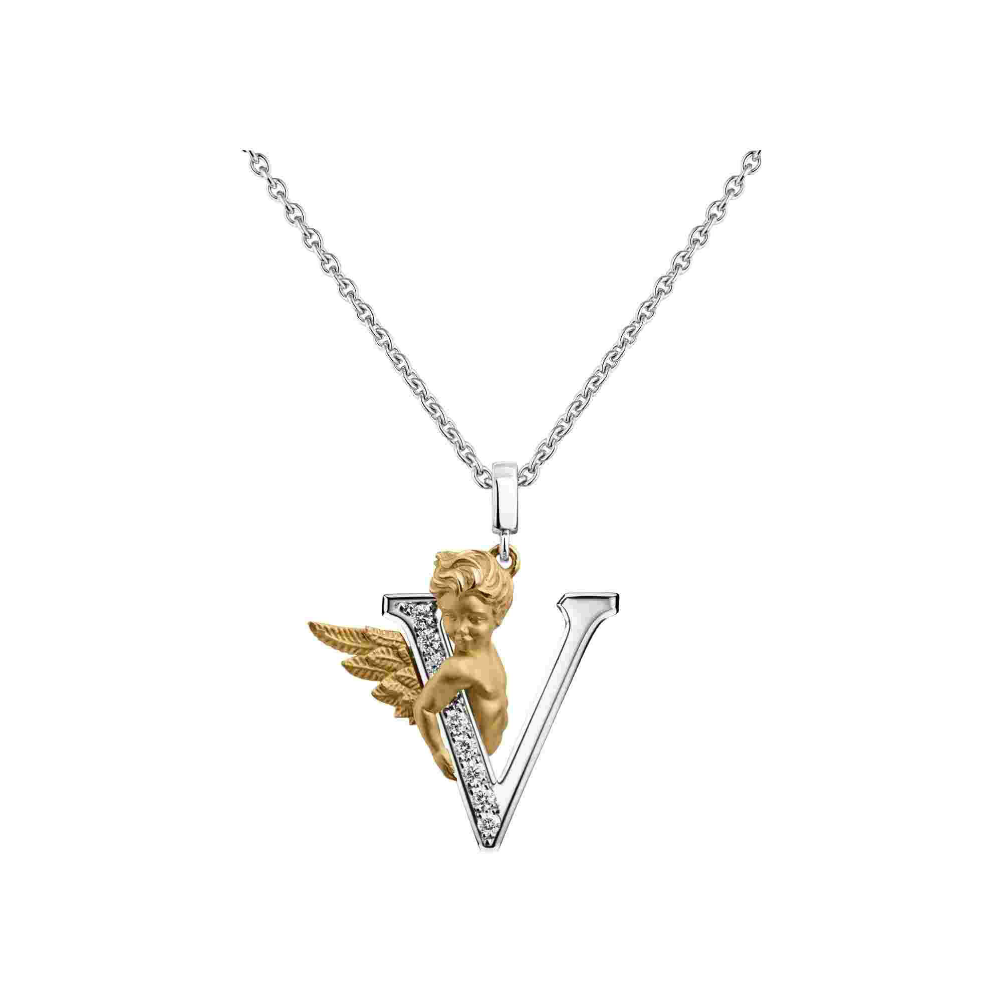 Колье Сarrera буква V 361 5,46гр 0,09крт купить,NaN