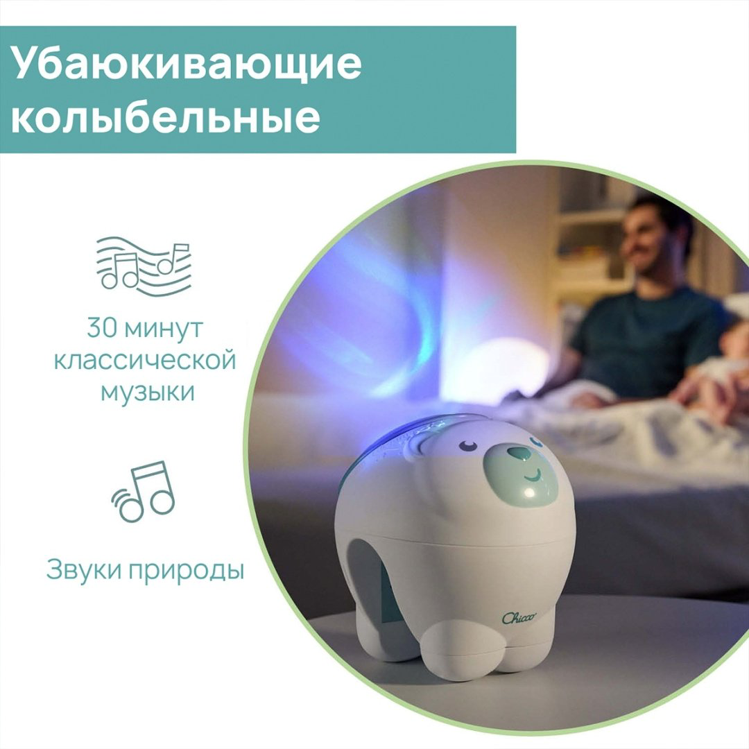 Chicco ночник Полярный мишка, пластик купить,NaN