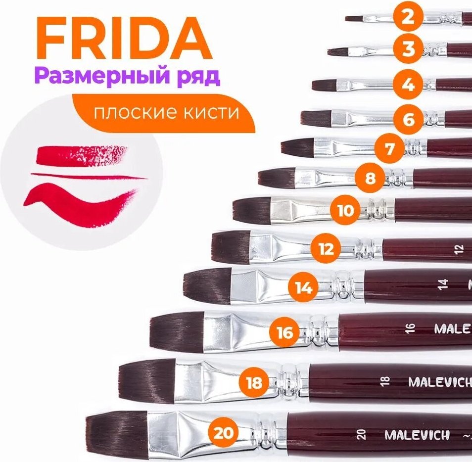 Кисть из синтетики мягкая Frida, плоская №7 купить,NaN