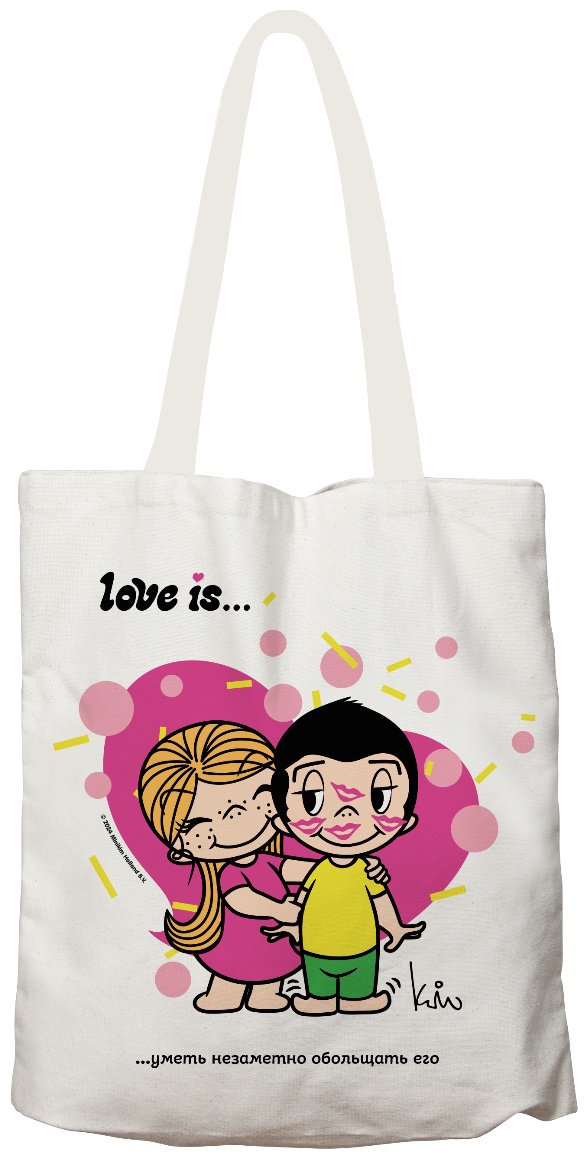 Сумка шоппер Love is хлопок белый