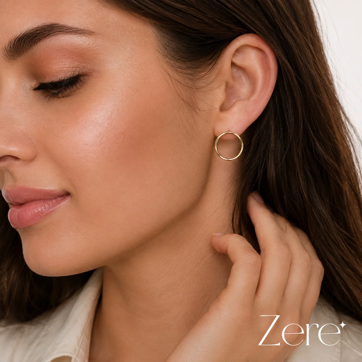 Серьги-кольца Zere ZR020647 желтое золото 15 мм 1.12 гр купить,91000