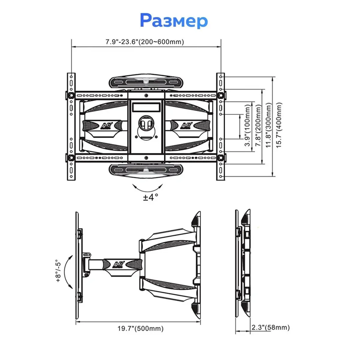 Кронштейн настенный для ТВ North Bayou GT-L600 40-80" чёрный