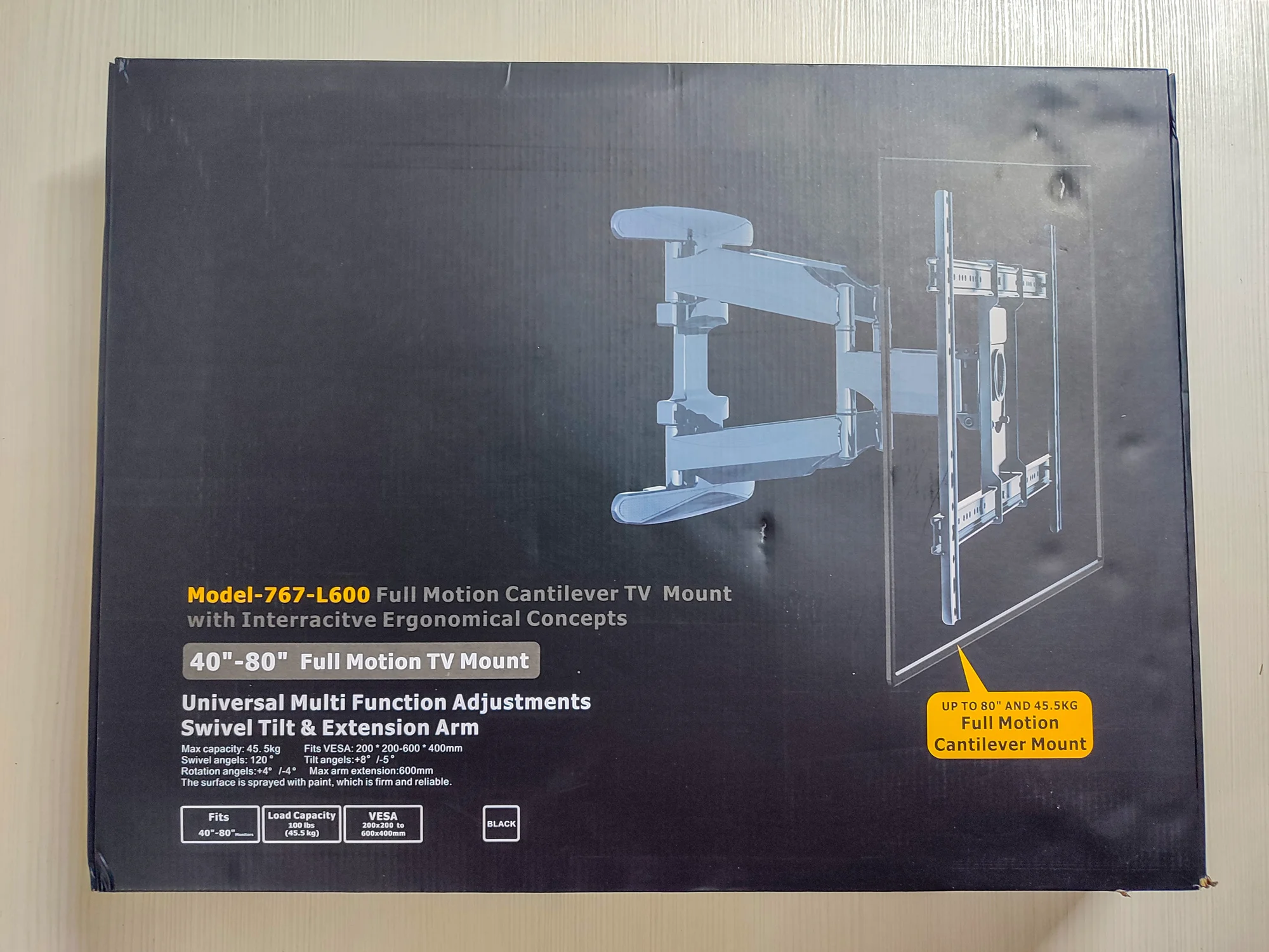 Кронштейн настенный для ТВ North Bayou GT-L600 40-80" чёрный
