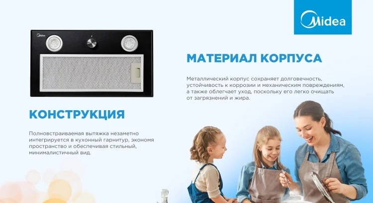 Вытяжка Midea MH60I350B черная купить,49990