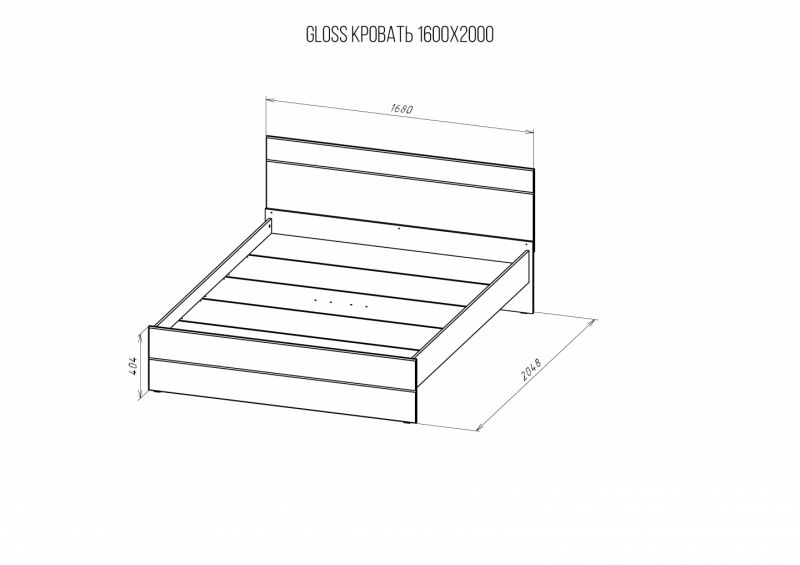 Кровать НК Мебель Gloss 160х200см белый/белый глянец купить,NaN