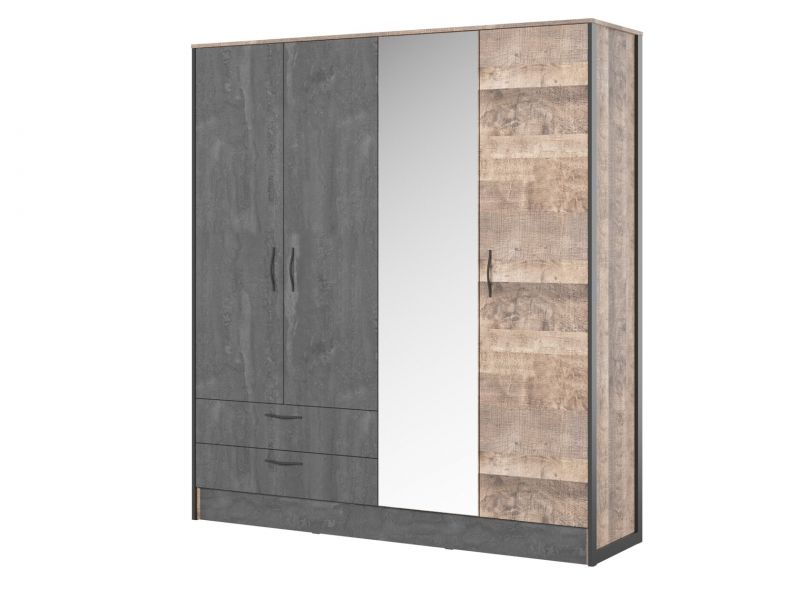 Шкаф НК Мебель Hugo 4Д дуб гранж/железный камень  купить,NaN