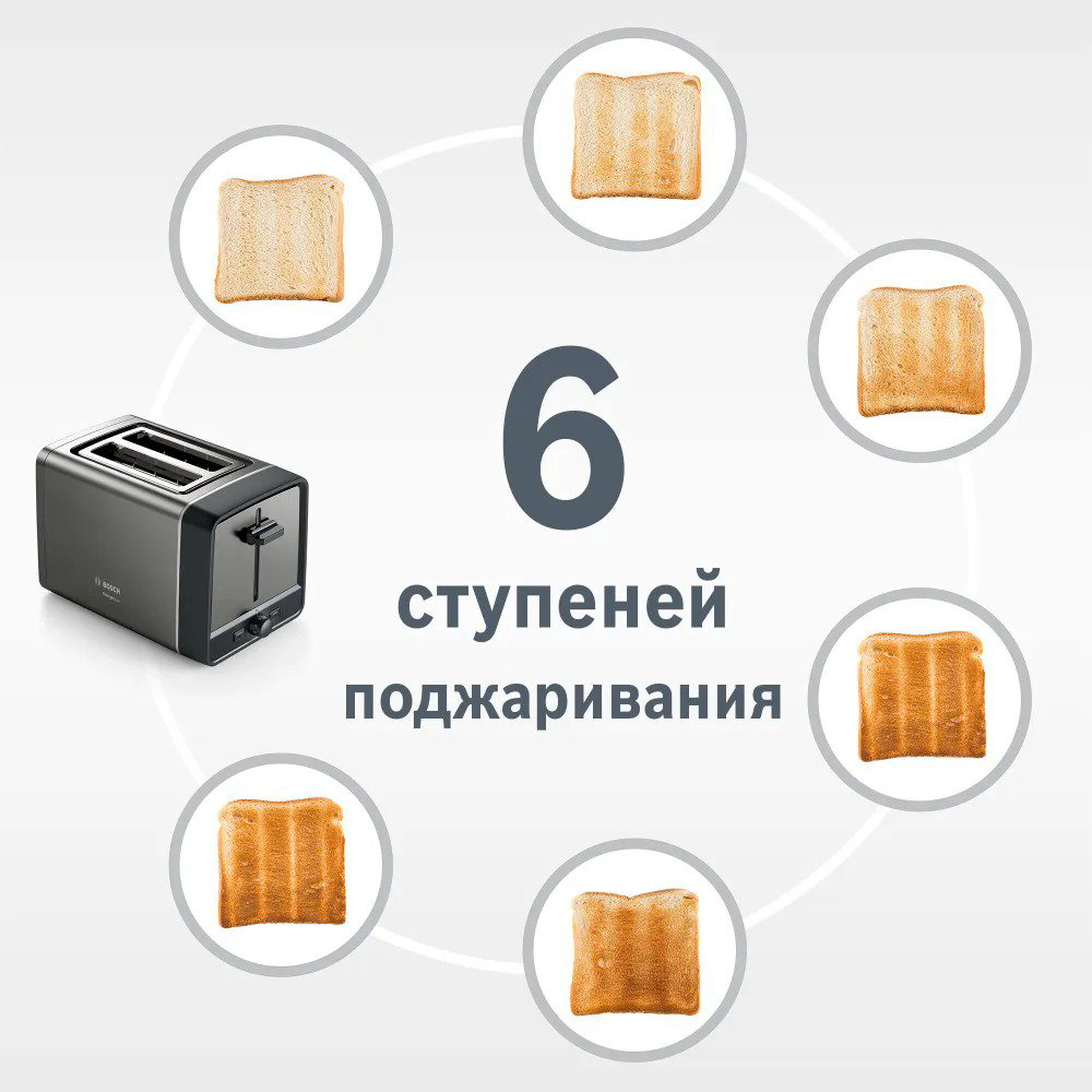 Тостер Bosch TAT5P425 серый купить,NaN