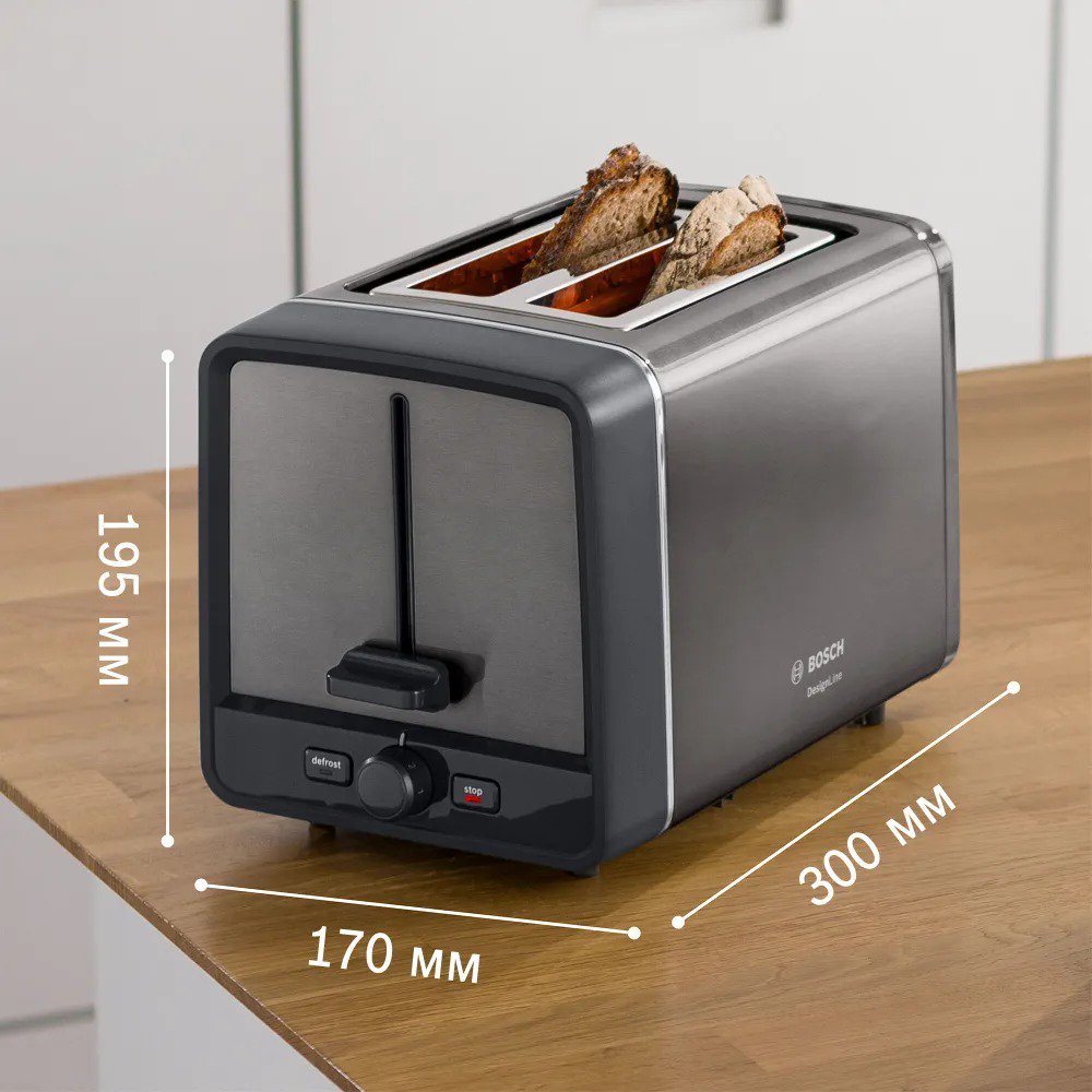 Тостер Bosch TAT5P425 серый купить,0