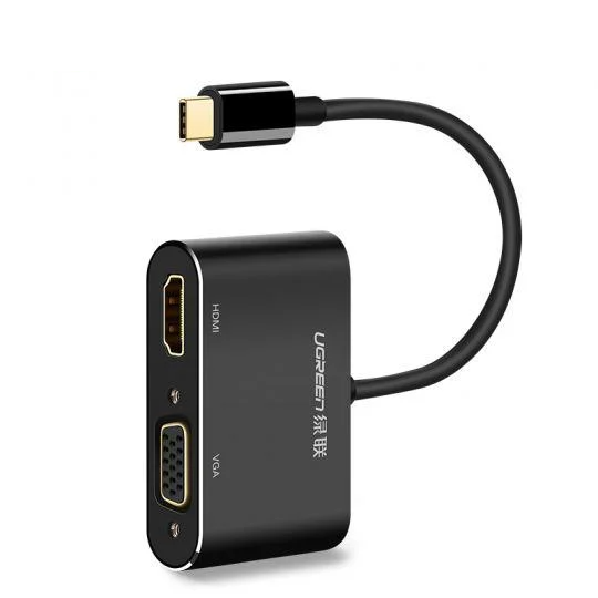 Переходник Ugreen CM162 USB Type-C - HDMI/VGA черный купить,NaN