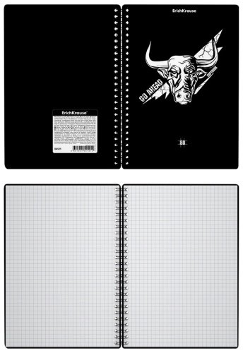 Общая тетрадь Erich Krause Тетрадь с пластиковой обложкой Go Аhead, Black and White, 80 л, А5, клетка, мягкая обложка, 1 шт купить,0