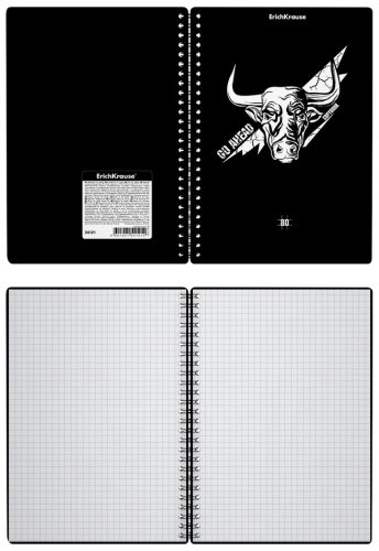 Общая тетрадь Erich Krause Тетрадь с пластиковой обложкой Go Аhead, Black and White, 80 л, А5, клетка, мягкая обложка, 1 шт купить,NaN