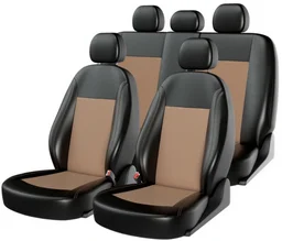 Чехлы универсальные Carfashion Atom Leather 10943 черный-бежевый