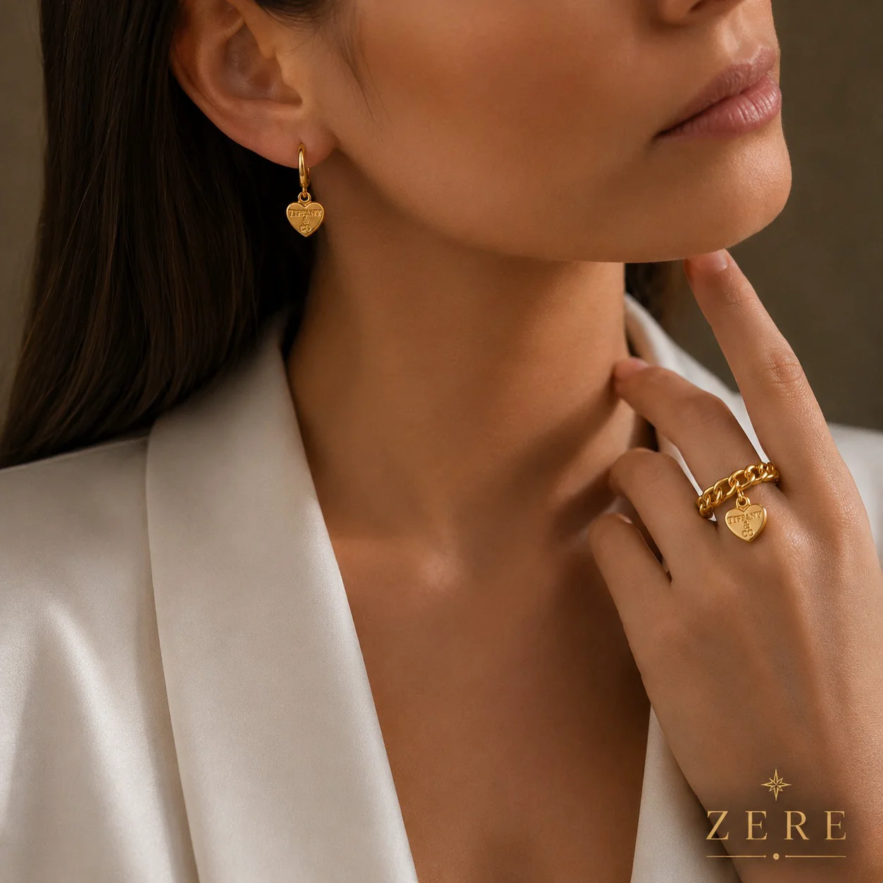 Комплект украшений Zere ZR040620 сердце желтое золото 17.5 р 4.11 гр купить,352625