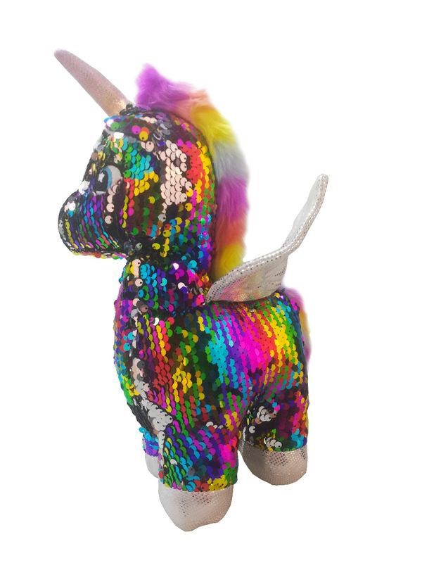 Мягкая игрушка Bulu-Xiong Plush Единорог с крылышками в паетках радужный 30 см купить,NaN
