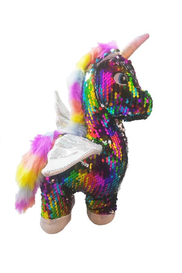 Мягкая игрушка Bulu-Xiong Plush Единорог с крылышками в паетках радужный 30 см купить,NaN