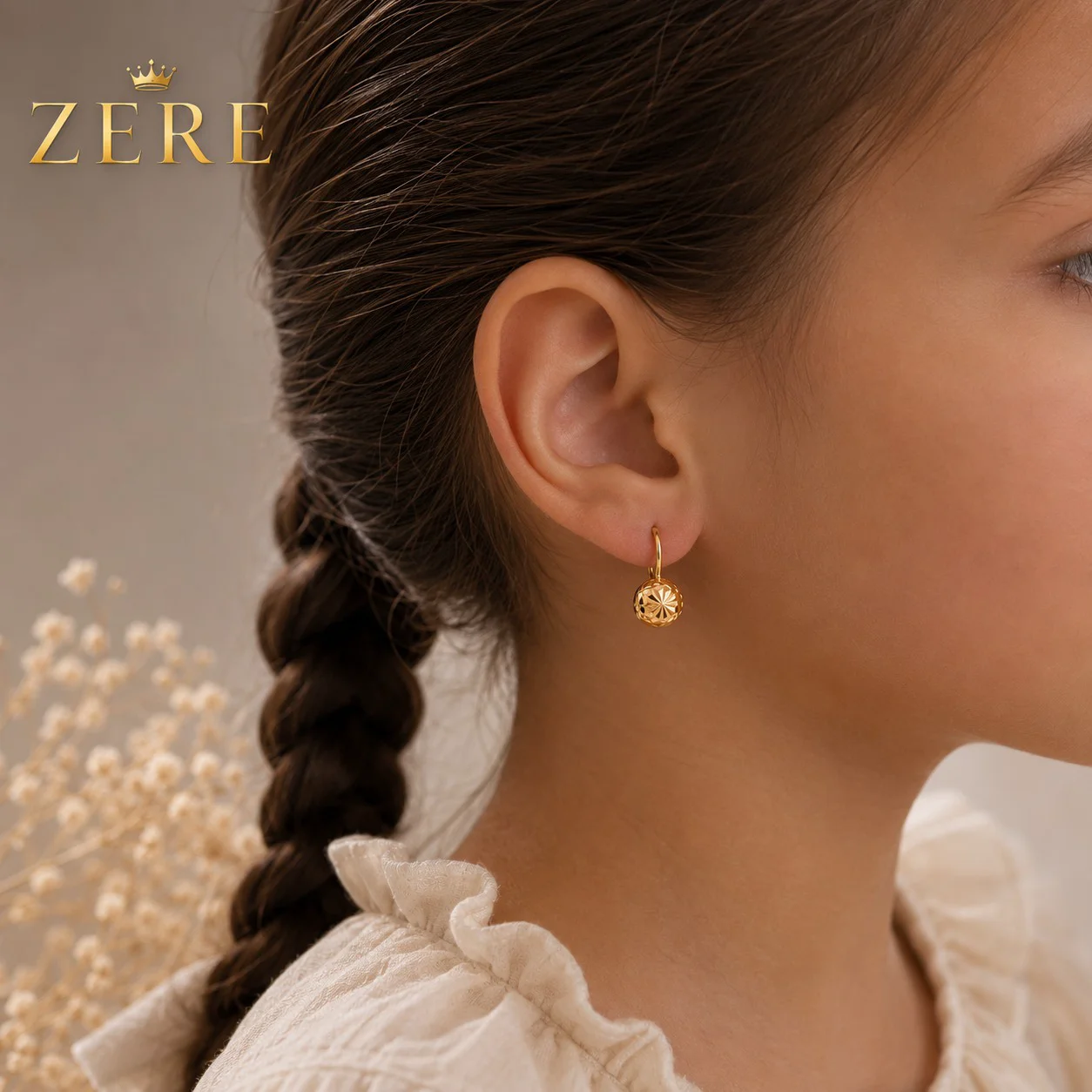 Серьги детские Zere ZR040643 шарики красное золото 1.15 гр купить,93625