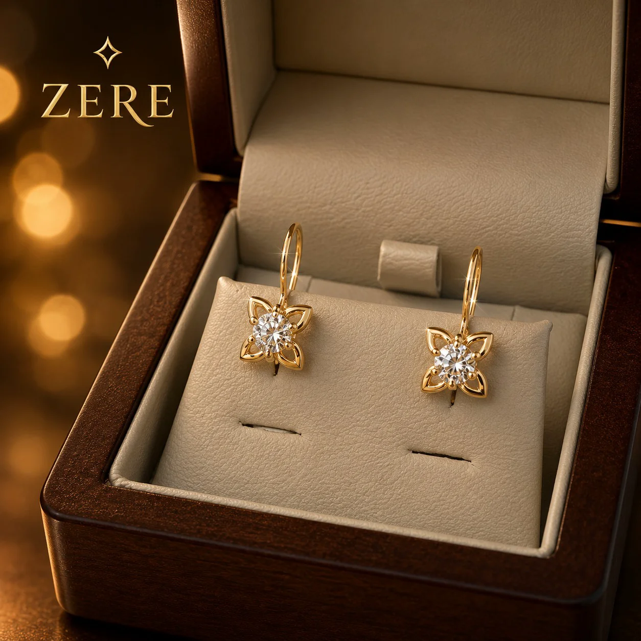 Серьги детские Zere ZR040637 цветочек красное золото 0.75 гр купить,58625