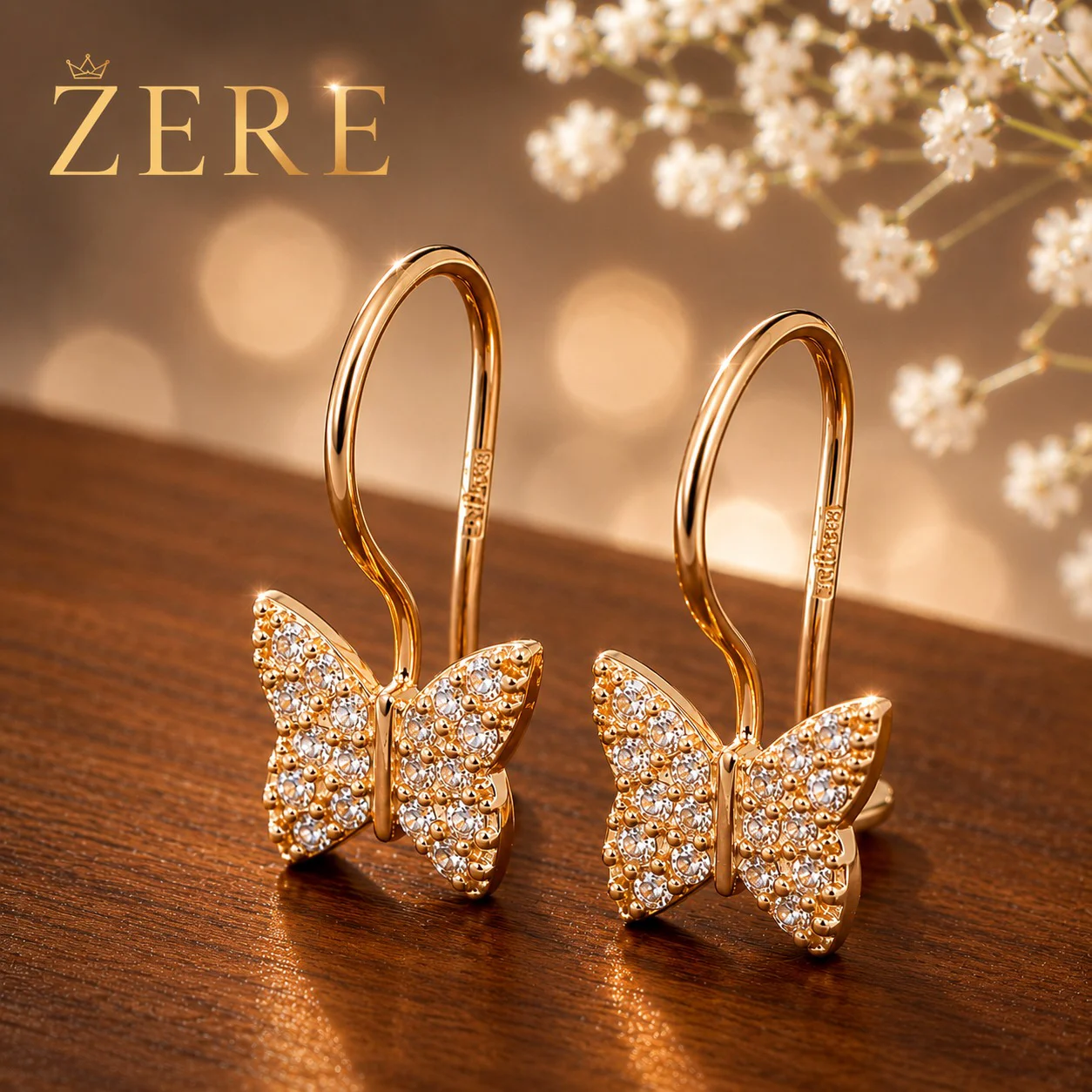Серьги детские Zere ZR040638 бабочка красное золото 1.20 гр купить,98000