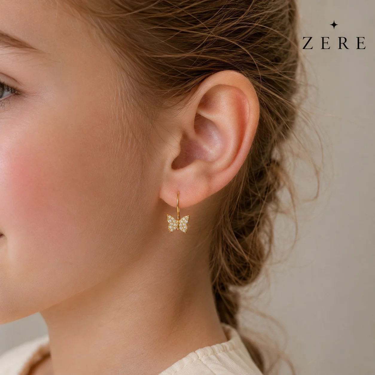 Серьги детские Zere ZR040638 бабочка красное золото 1.20 гр купить,98000