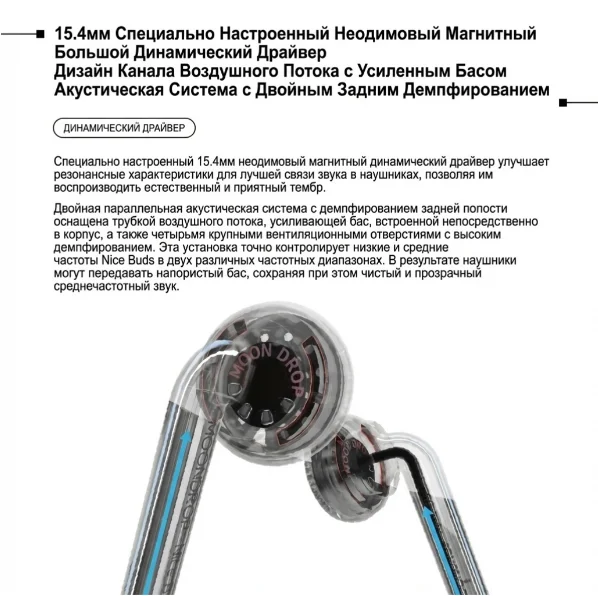 Наушники Moondrop Nice Buds Transparent Gray купить,2490