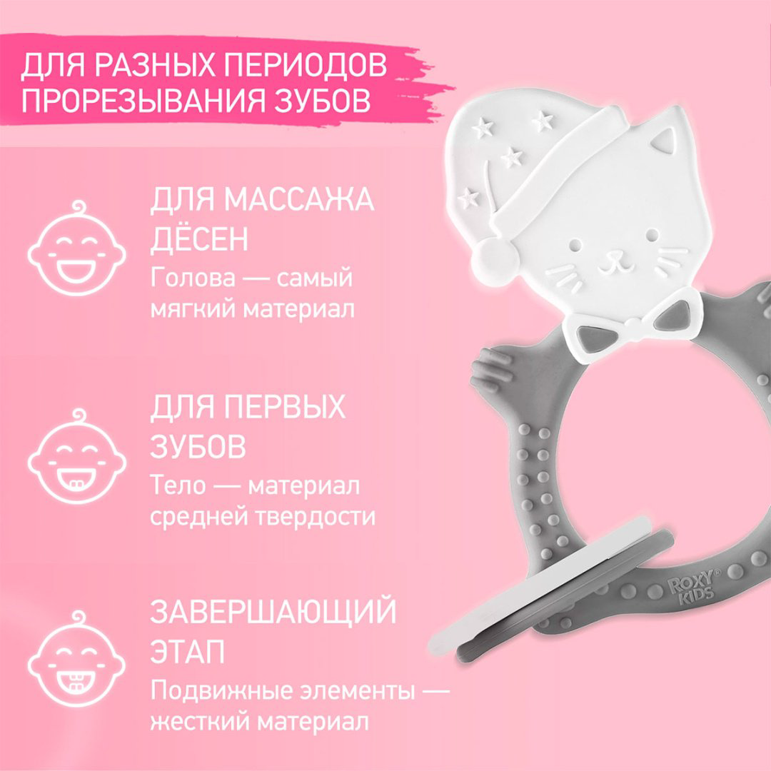 Прорезыватель Roxy RMT-005, 1 шт, серый, белый купить,NaN