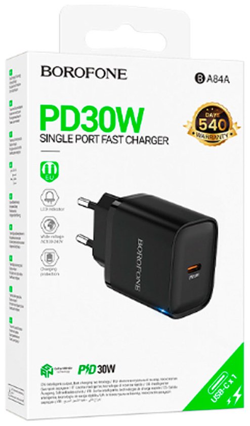 Зарядное устройство Borofone BA84A Black USB Type-C черный купить,0