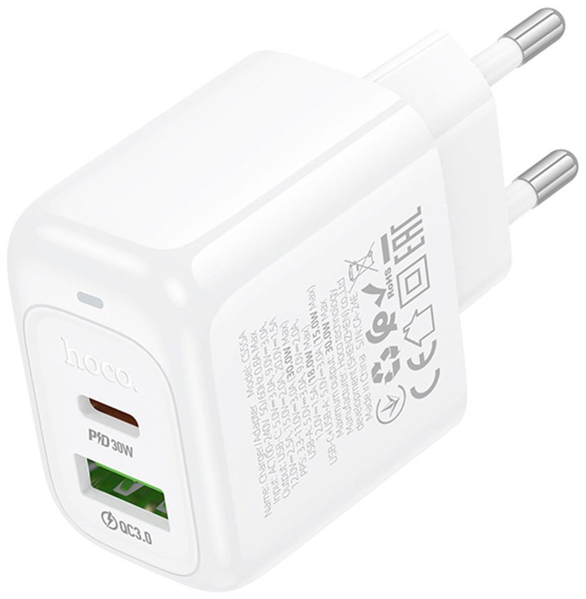 Зарядное устройство Hoco CS55A USB Type-C белый купить,NaN