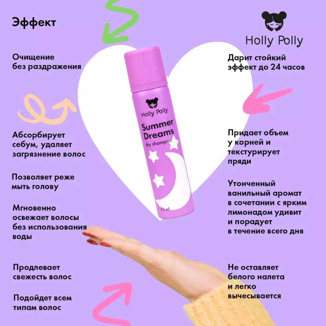 HOLLY POLLY мини Summer Dreams  сухой шампунь 75 мл купить,0