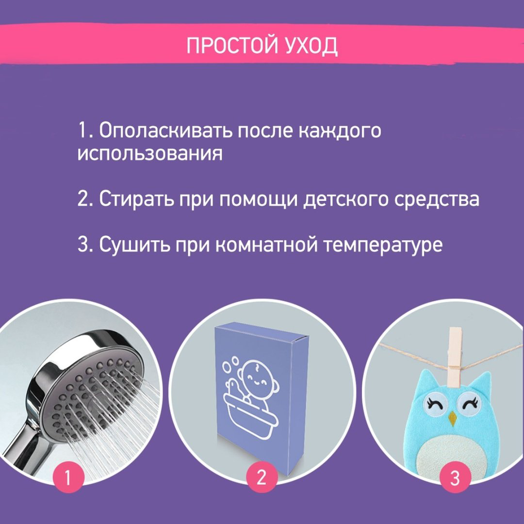 Мочалка-рукавичка ROXY-KIDS Baby Owl голубая купить,NaN
